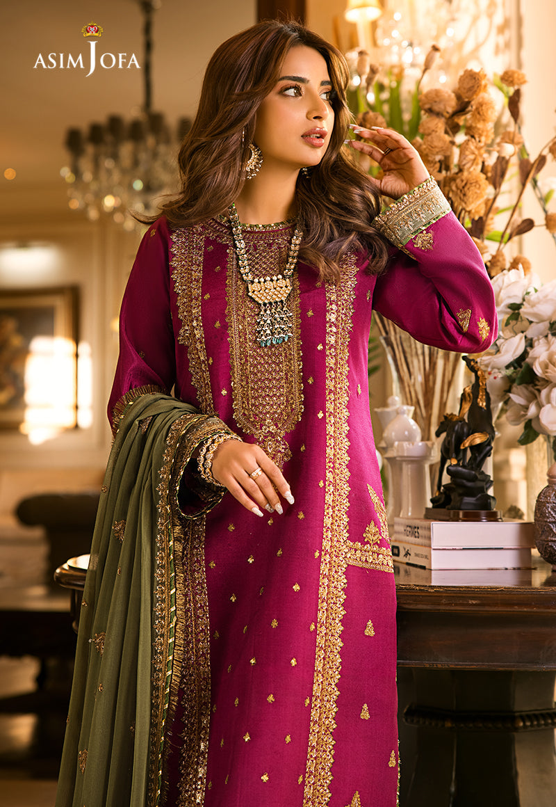 3 Piece Stitched - Embroidered Chiffon LM-3 | AsimJofa