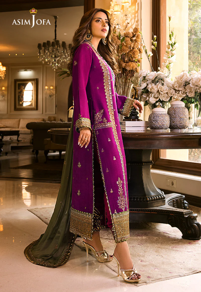 3 Piece Stitched - Embroidered Chiffon Purple | AsimJofa